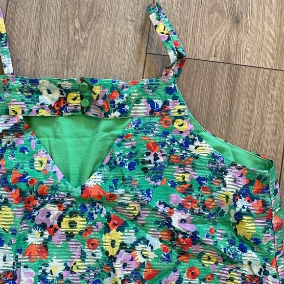 Anthropologie Maeve Women's Quinn Textured Floral Green Cami Top size 12 - Picture 5 of 9